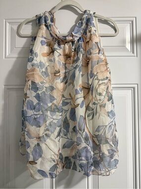 80. Elena Baldi Silk Sleeveless Floral Blouse Medium